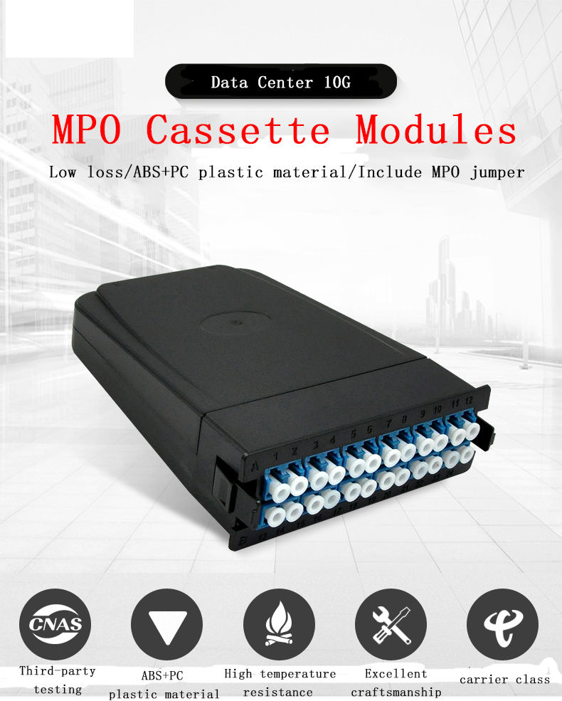 12 24 fiber high Density Fiber optic MTP MPO Cassette Modules box