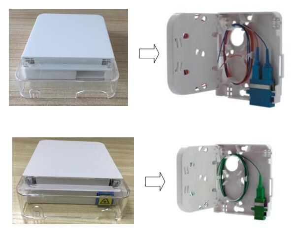 Transparent dust cap 1 2 core ftth fiber optic termination box