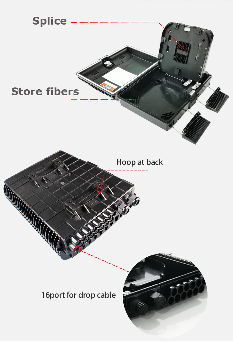 Outdoor Waterproof Wall Mounted 16 Cores Optical Fiber Terminal Box