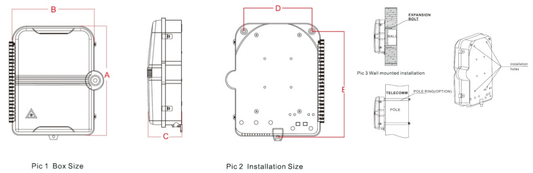 IP66 Waterproof 24 port Fiber Optic terminal box for plc splitter