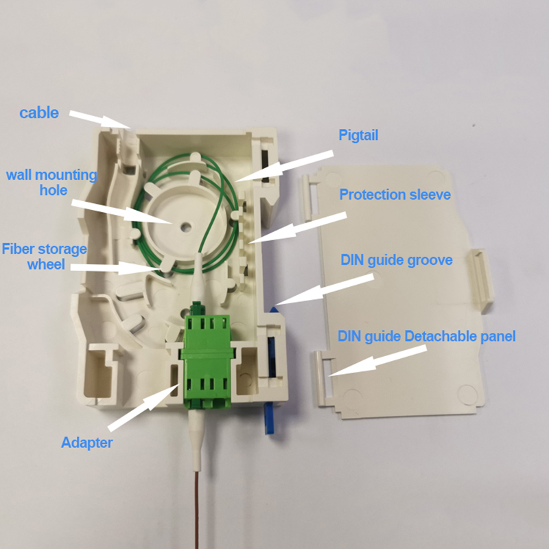 ABS Mini type DIN rail 2 core fiber optic terminal box