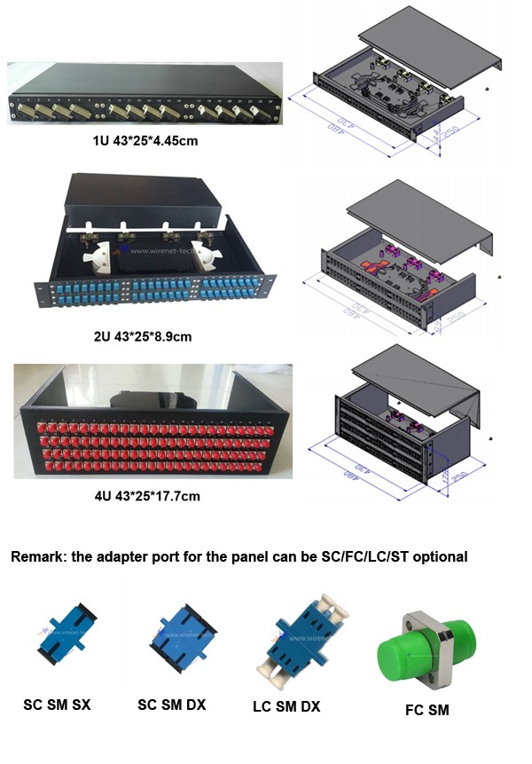 48 port Rack Mount Fixed type Fiber Optic Patch Panel