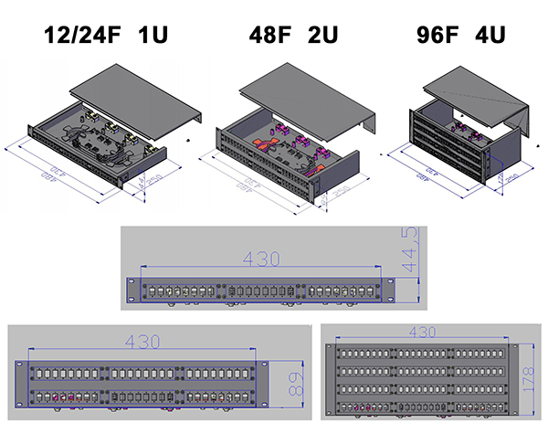 48 port Rack Mount Fixed type Fiber Optic Patch Panel