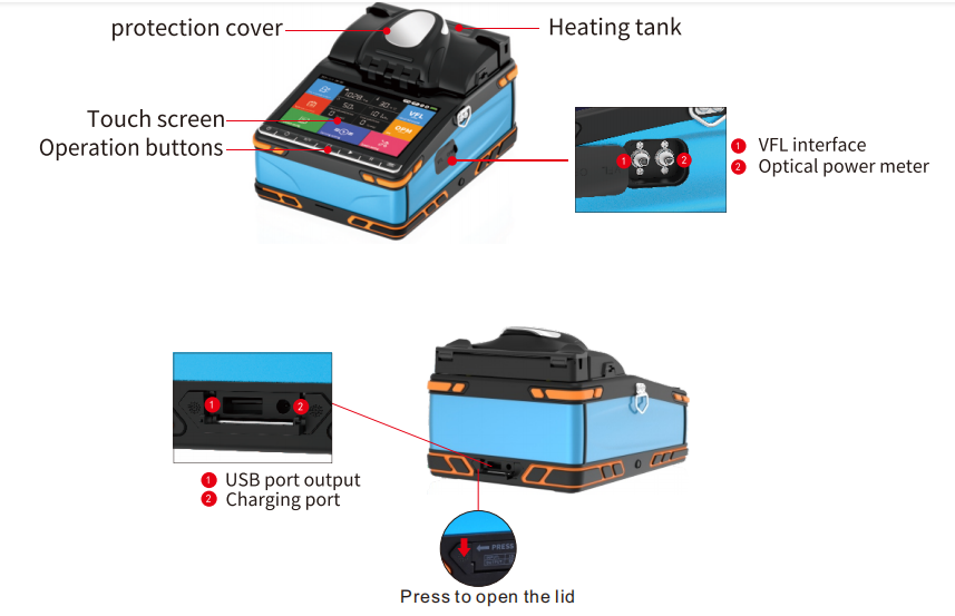 Automatic Optical Fiber Fusion Splicer Machine manual 6 Motor With VFL OPM