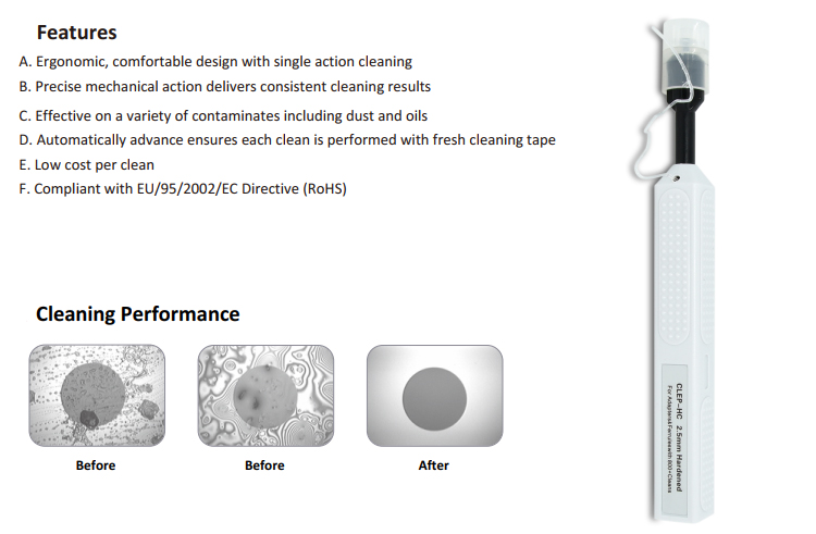 Fiber Optic Connector Cleaning One Click Cleaner Pen for Corning Optitap waterproof connectors