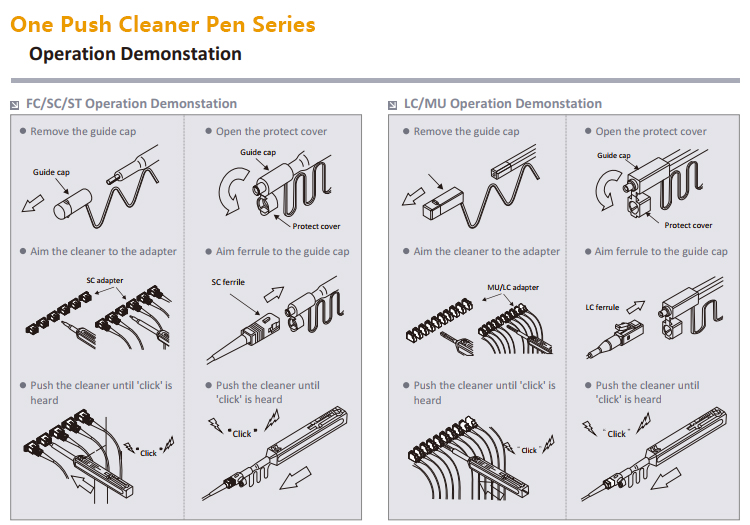 Fiber Optic Connector Cleaning One Click Cleaner Pen for Corning Optitap waterproof connectors