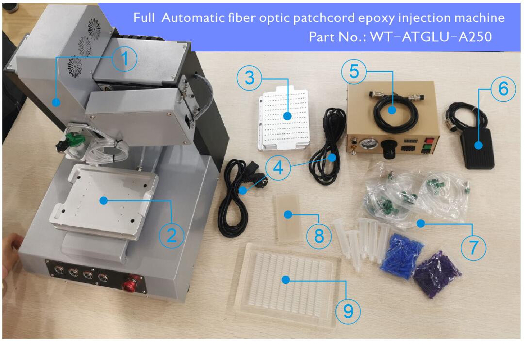 Automatic fiber optic epoxy injection machine for patch cord Production