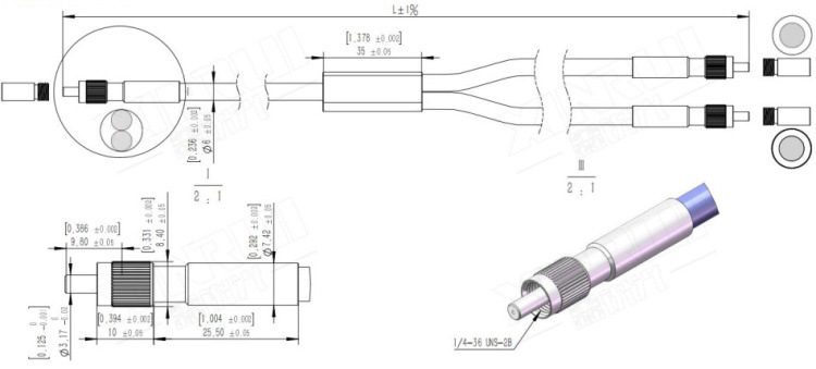 Y type SMA905 connector Quartz optical fiber optic Patch Cord