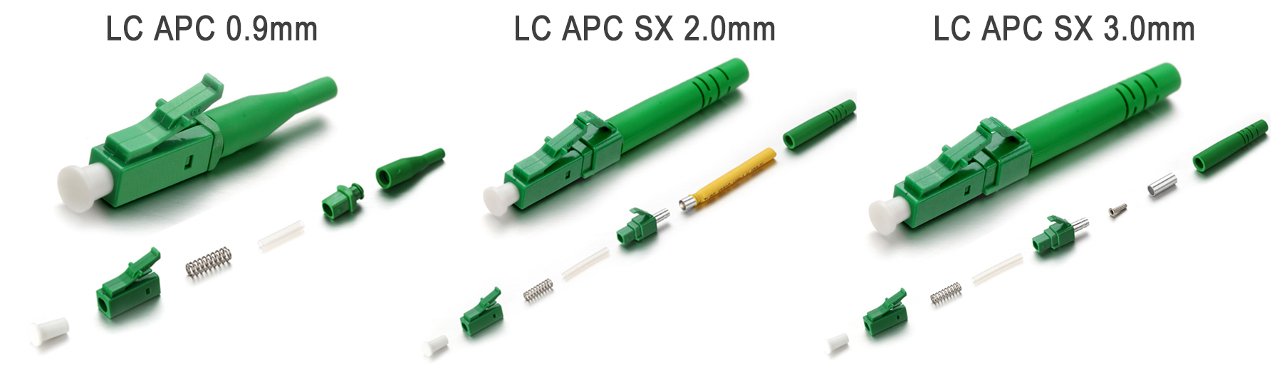 LC APC Fiber optic connector 0.9mm 2.0mm 3.0mm