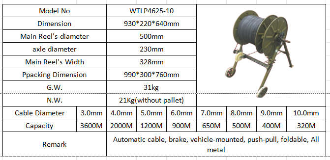 Metal Trolley Type Portable Tactical Fiber Optic Cable Reel Drum