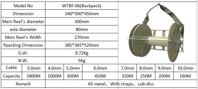 Back Carry Type Tactical Fiber Cable Reel