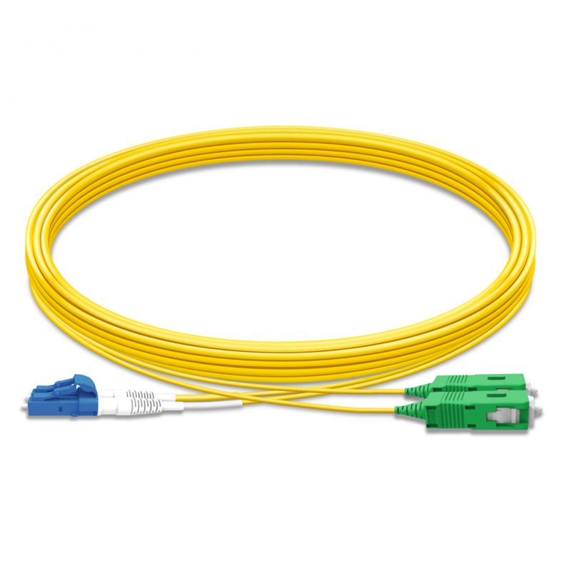 LC UPC to SC APC 9/125μm OS2 Singlemode Duplex Fiber Optic Patch Cord