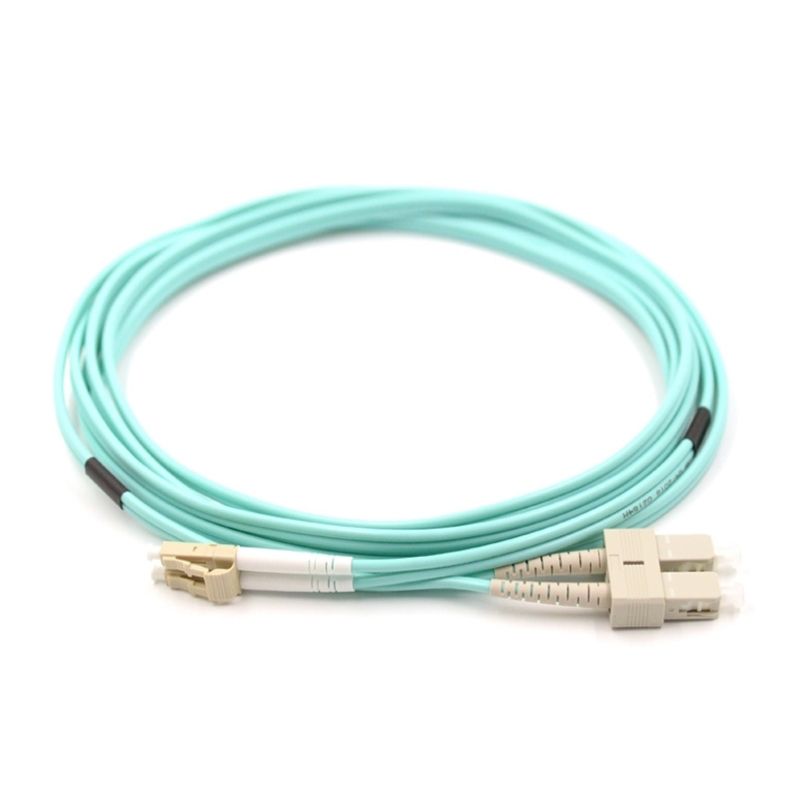 LC UPC to SC UPC 50/125μm OM3 OM4 Multimode Duplex Fiber Optic Patch Cable