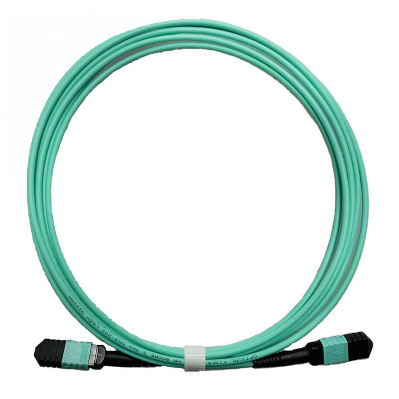 Fast Transmission Speed MPO to MPO OM3 Multimode Fiber Optic Patch Cord Cable for QSFP Transceivers