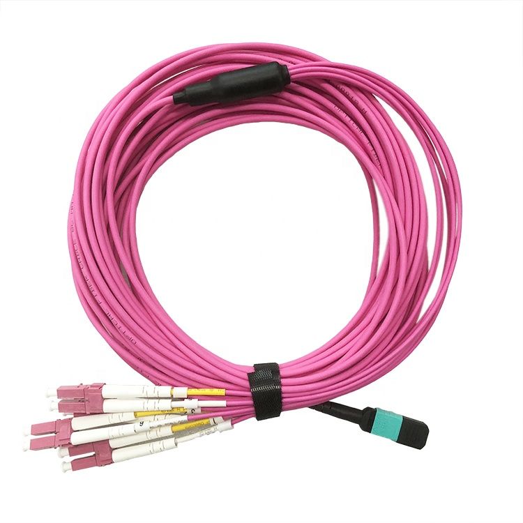 MPO to LC UPC Patch Cord OM4 Multi Fiber MPO MTP fiber optic patch cable