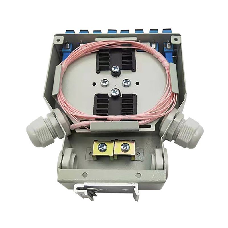 Din Rail Mounted 12 Core Fiber Optic Termination Box with Plastic Splice Tray