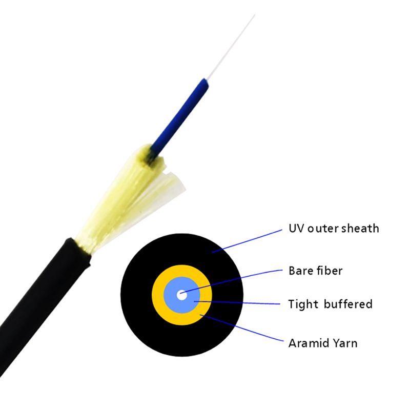 2.8mm Round FTTH aerial drop cable SM G657A1 UV-LSZH Optical fiber drop cable