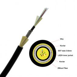 Military Armoured Tactical Fiber Optic Cable TPU Jacket Cable 6Core 12Core OM4 fiber