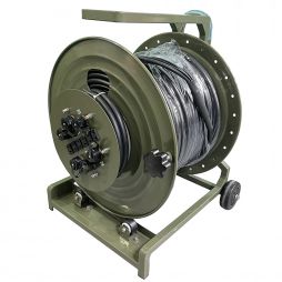 Tactical Fiber Optic cable Reel with ODVA MPO Waterproof Patch Cord and Power cord